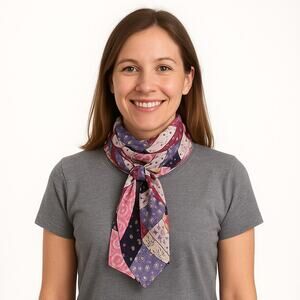 Women’s Multicolor Floral Patchwork Shoulder Wrap Scarf One Size – EUC